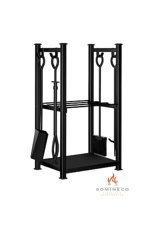 5 Li Ithal Metal Odunluk Raflı Şömine Maşa Aksesuar Seti Ss-001