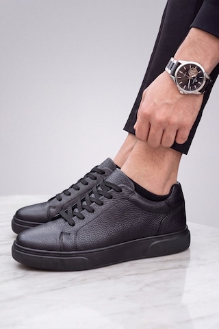 Liarca Asterio %100 Hakiki Deri Ultra Hafif Tabanlı Sneaker Klasik Siyah Casual Ayakkabı