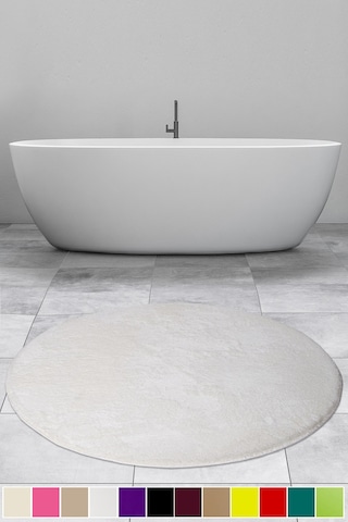 Bonny Home Elite Krem 120x120 Cm Yuvarlak Peluş Banyo Paspası Kaymaz Taban Pufidik Banyo Halısı Krem
