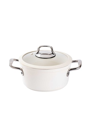 Tantitoni Deluxe Krem Seramik 3 Parça Tencere Seti Krem