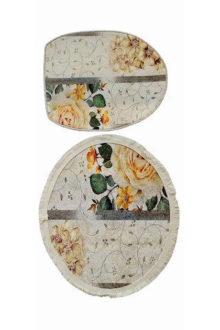 Dijital Baskılı 3 Parça Kaymaz Tabanlı Banyo Paspas Takım Sarı