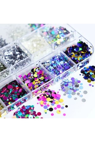 Holografik Yuvarlak Tırnak Süsleme Folyo Pulları Mix Nail Art