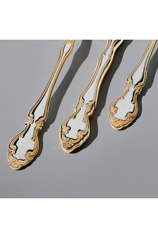 Nehir Adriana Altın Sade 5 Parça Paslanmaz Çelik Servis Takımı