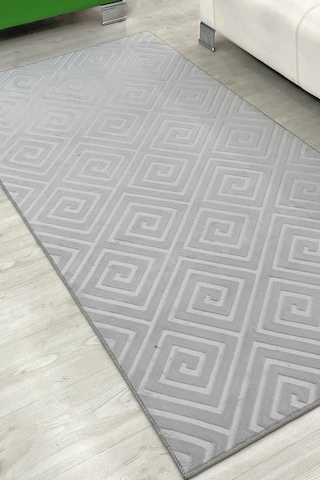 Lüle Halı Delüx Kabartmalı Düz Renk Üstün Kalite De Kaymaz Tabanlı Yolluk Halı Gri