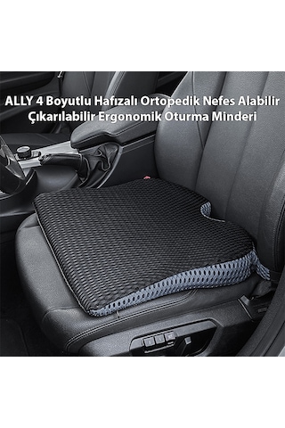 Ally 4 Boyutlu Hafızalı Ortopedik Nefes Alabilir Çıkarılabilir Ergonomik Ev Ve Araç İçin Oturma Minderi