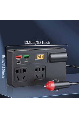 Xuweiwei Otomotiv İnvertörü 220v Saf Sinüs Dalgası Kamyon Kampçılık 30w Usb C Pd Hızlı Şarj Lcd Ekran