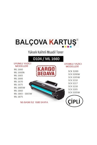 Samsung Ml-1675 Yazıcı Için Mlt-104 Çipli 1500 Sayfa Uyumlu Toner