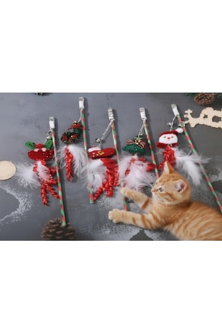 Vipmarketim Yılbaşı Temalı Zilli Kedi Oyun Oltası
