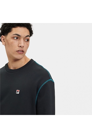 Siyah Fila Erkek Bisiklet Yaka Sweatshirt Lu411126 Siyah