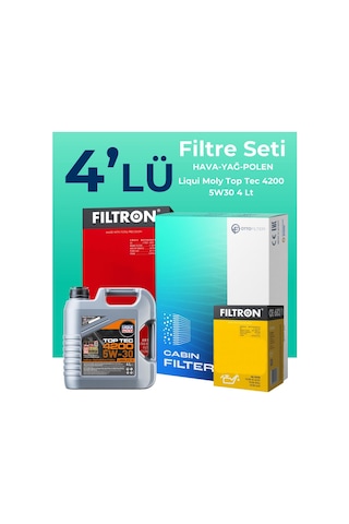 Filtron Volkswagen Scirocco 1.4 Tsi Filtre Bakım Seti Liqui Moly Motor Yağlı (2009-2017) 4 Lü -