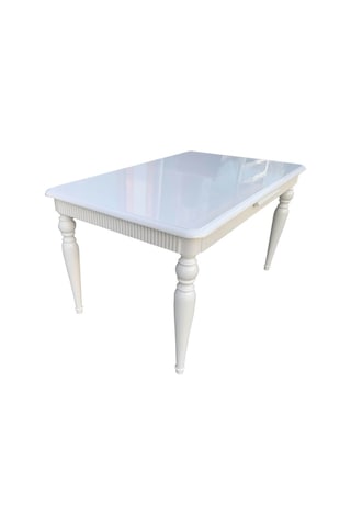 Evimeaksesuar 90*140 Tornalı Otomatik Açılır Ahşap Lake Beyaz Masa