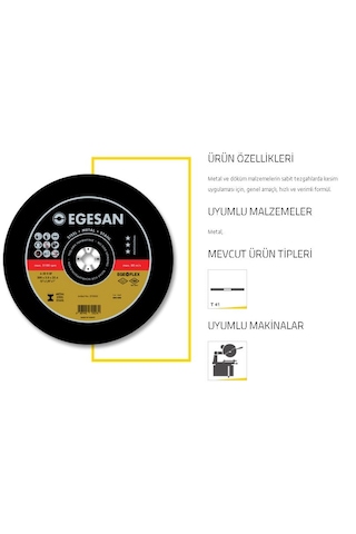 350 X 2,8 X 25,4 Mm Metal Kesme Pro Sabit Tezgah Kesme Egesan
