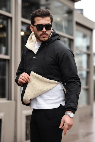 Prifaldi Kanguru Cepli İçi Kürklü Erkek Siyah Mont Siyah