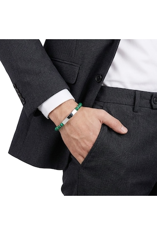 Premium Yeşil Akik Beyaz İsim Yazılabilir Ve Ayarlanabilir Çelik Zincir Bileklik 31832b29d12 - 23 Cm Yeşil