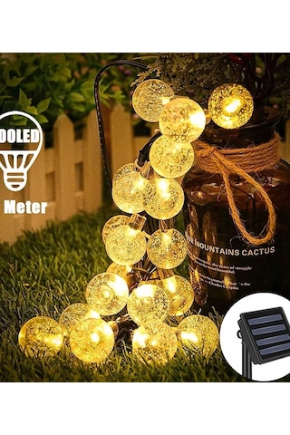 Brokoli Home 7 Metre Güneş Enerjili 8 Modlu Gün Işığı Solar Led Işık 50 Top Dekoratif Yılbaşı Bahçe