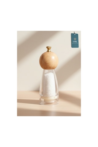 Chacha Home Luxury Bamboox Akrilik Tuz Ve Karabiber Değirmeni Baharat Öğütücü Şeffaf Lüx Gold Detaylı Küçük Boy