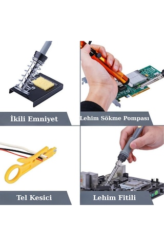 60w Sıcaklık Ayarlı Elektrikli Havya Lehimleme Kiti Full Set