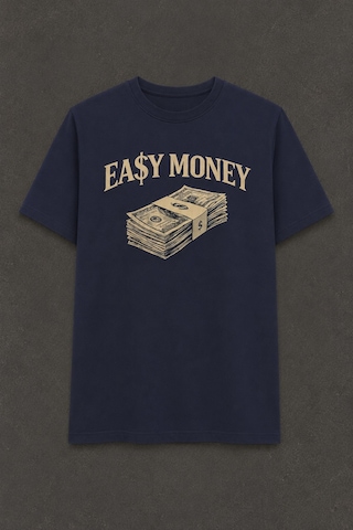 Technomonkey Easy Money Baskılı Unisex Lacivert Retro Tişört