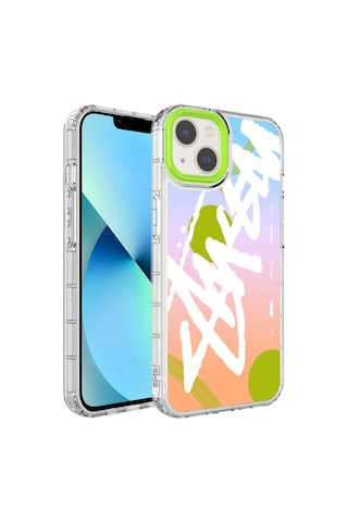 Apple Uyumlu iPhone 13 Kamera Korumalı Renkli Desenli Sert Silikon Zore Korn Kapak