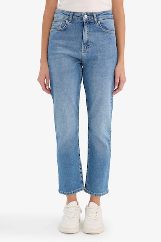 Defacto Mary Vintage Straight Fit Yüksek Bel Bilek Boy Jean Yıkamalı Pantolon F3094ax25wnnm28 Mavi
