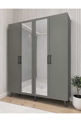 Alara Tamamı Mdf Aynalı Portmanto Vestiyer Ayakkabılık Füme 160 Cm - M2 Antrasit