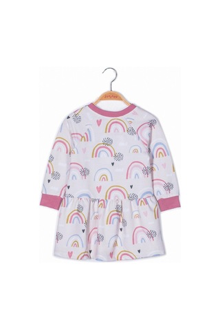 Zeyland Kız Çocuk Gökkuşağı Baskılı Uzun Kollu Örme Elbise-ekru Ekru