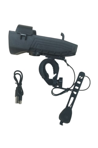 Bisiklet Far 160 Lumen + Korna 130 Desibel + Telefon Tutucu Siyah - Kırmızı