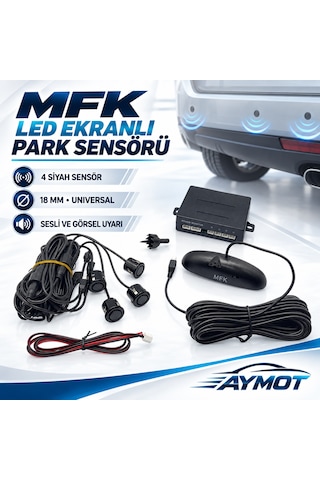 Mfk Universal Sesli Ve Led Ekranlı Siyah 4 Sensörlü Park Sistemi 18 Mm