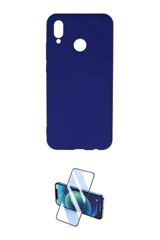 Cep Huawei Uyumlu P20 Lite Kılıf Ahenk Serisi İkili Koruma Seti Najmaddin Mavi