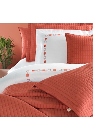 Pasioni Saten Elegante Mercan Nakışlı Çift Kişilk Nevresim Takımı Mercan