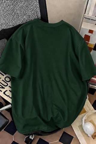 Palermo Sicilya Portakal Temalı Bisiklet Yaka Pamuklu Oversize T-shirt Yesıl