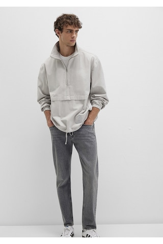 Mavi - Yarı Fermuarlı Kanguru Cepli Gri Sweatshirt 0211684-70074 Gri