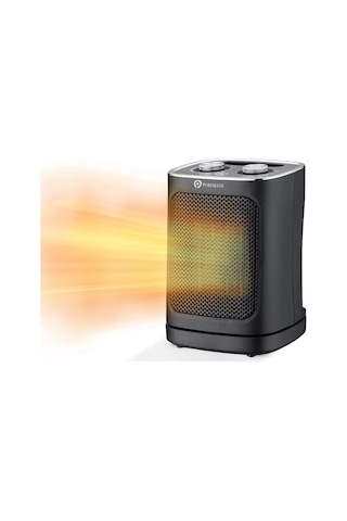 Puremate Seramik Fanlı Isıtıcı, 2 Isıtma Ayarlı 1800w Taşınabilir Elektrikli Isıtıcı Fanlı Isıtıcılar Siyah