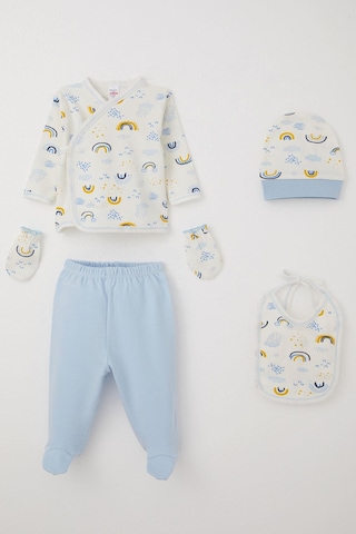 Breeze Erkek Bebek Hastane Çıkışı 5 Li Gökkuşağı Işıltısı 0-3 Ay, Beyaz Beyaz