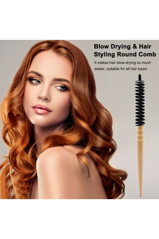 Yifomall Saç Şekillendirme Taranması İçin Ahşap Ve Naylon Kıllı Büyük Boy Yuvarlak Tarak