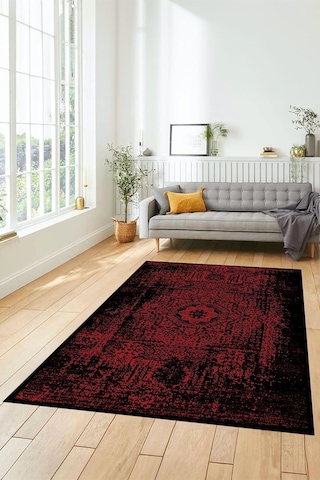 Evdeya Renkli Klasik Desen Dijital Kaymaz Taban Yıkanabilir Yolluk Mutfak Salon Halısı Klasik-12, Bordo, 40 X 60 Çok Renkli