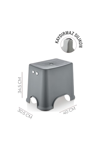 Banyo Taburesi Çok Amaçlı Kaydırmaz Tabanlı (Siyah)