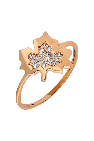 Zirkon Taşlı Çınar Yaprağı Tasarım Rose Renk 925 Ayar Gümüş Bayan (429500960)