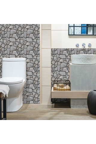 Opulentliving Ekonomik 3d Taş Duvar Kağıdı - Pvc Yapışkan Mobilya Dekorasyonu, 10 Parça Set