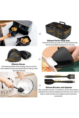 Sones Ninja Dz201 Dz401 Dz550 Serisi Hava Fritözü 8'i 1 Arada Dikdörtgen Kit