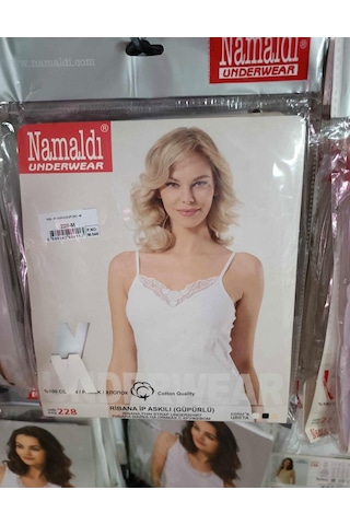 Namaldı Kadın Ribana İp Askılı Güpürlü Atlet 228 - 6 Adet 001