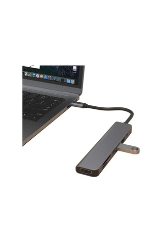 Hb-02 7in1 Hdmi Usb C Type C Hafıza Kartı Micro Kart Okuyucu Hub 4k A Kalite Metal