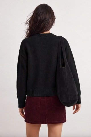 Maison Velora Kadın Siyah Bisiklet Yaka Oversize Basic Triko Kazak Siyah 923600247 Siyah