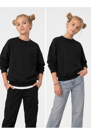 Seabubbles Baskısız Basic Çocuk Sweatshirt SIYAH