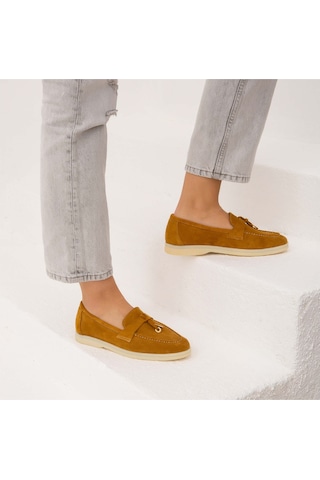 Tamer Tanca Kadın Hakiki Deri Hardal Loafer Ayakkabı 902 2015 Bn Ayk Y22 Hardal