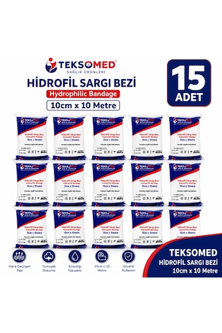 Teksomed Hidrofil Sargı Bezi 10cmx10 Metre 15 Adet