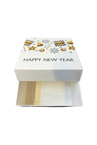 Demonte Beyaz Yılbaşı Kutusu 15x15x10cm 5'li