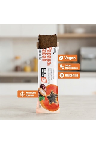 Papaya Ve Kakao Aromalı Protein Bar 45 G Protein İçeren Atıştırmalık Ve Sporcu Barı 6 Adet