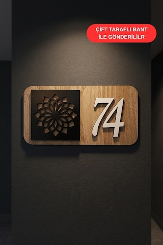 Lazer Kesim Kişiye Özel Geometrik Desenli Ahşap Daire Kapı Numarası - Tesbih Ahşap Lazer Kesim Kişiye Özel Geometrik Desenli Ahşap Daire Kapı Numarası - Tesbih Ahşap