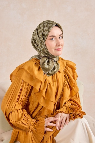 Silk Home Twill İpek Eşarp Zincir Küf Yeşili Çok Renkli
